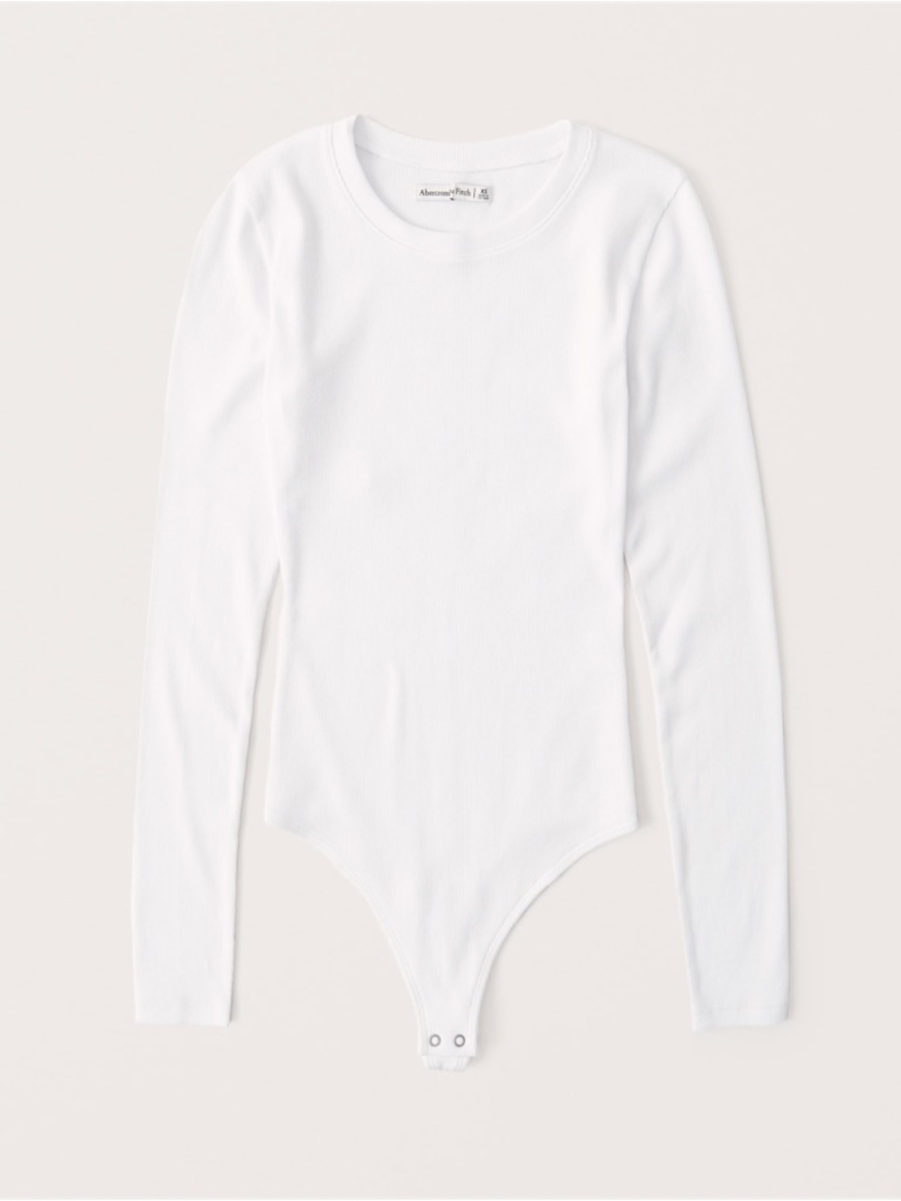 Abercrombie & Fitch White Ribbed Long Sleeve Bodysuit XL 🤍 Crew Neck Basic